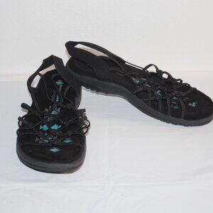 LADIES SKECHER MEMORY FOAM STRAPPY SANDALS - 8 BLACK